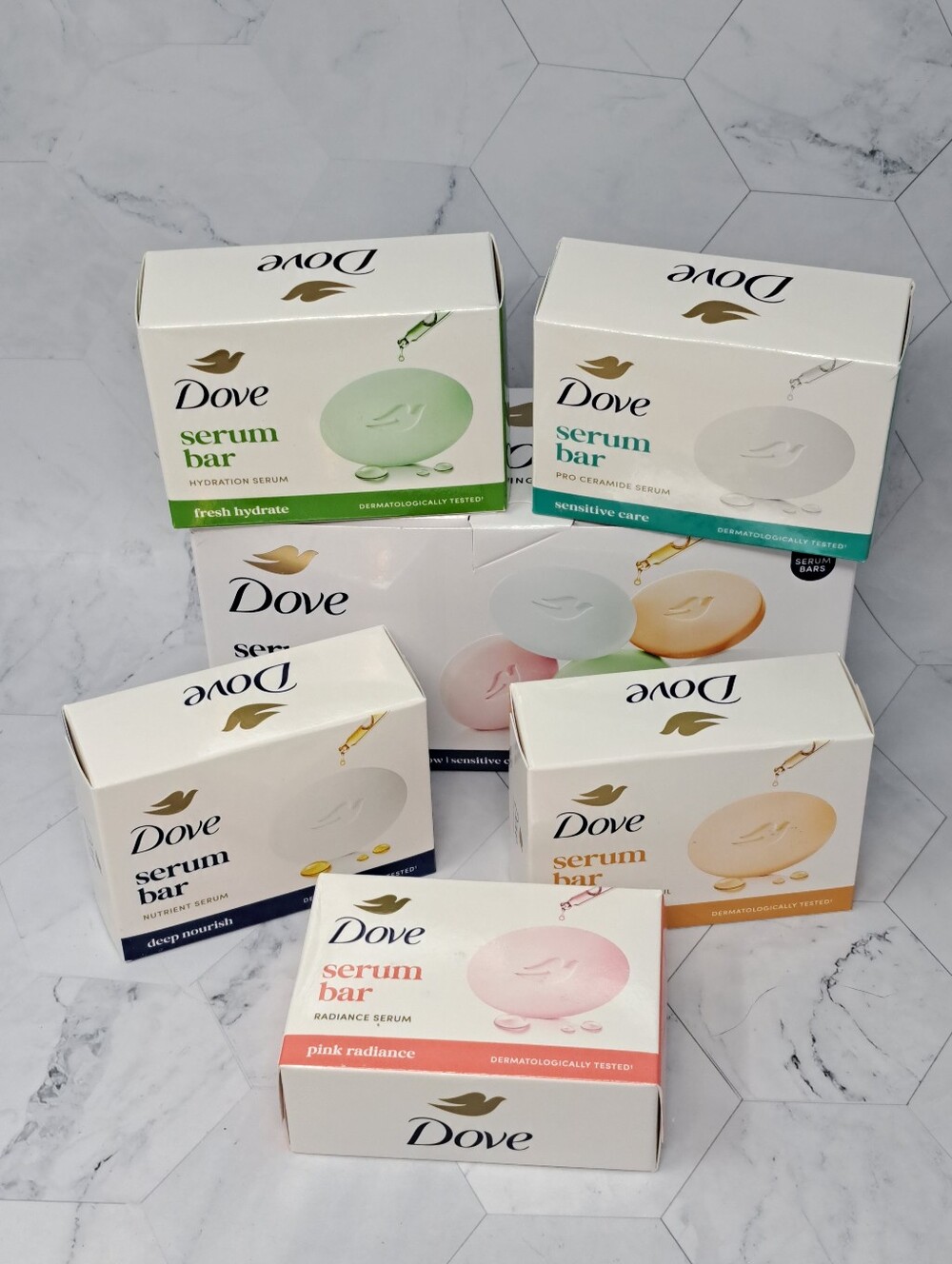 Dove Serum Bar Collection 125g x 5 Nourish Radiance Hydrate Glow